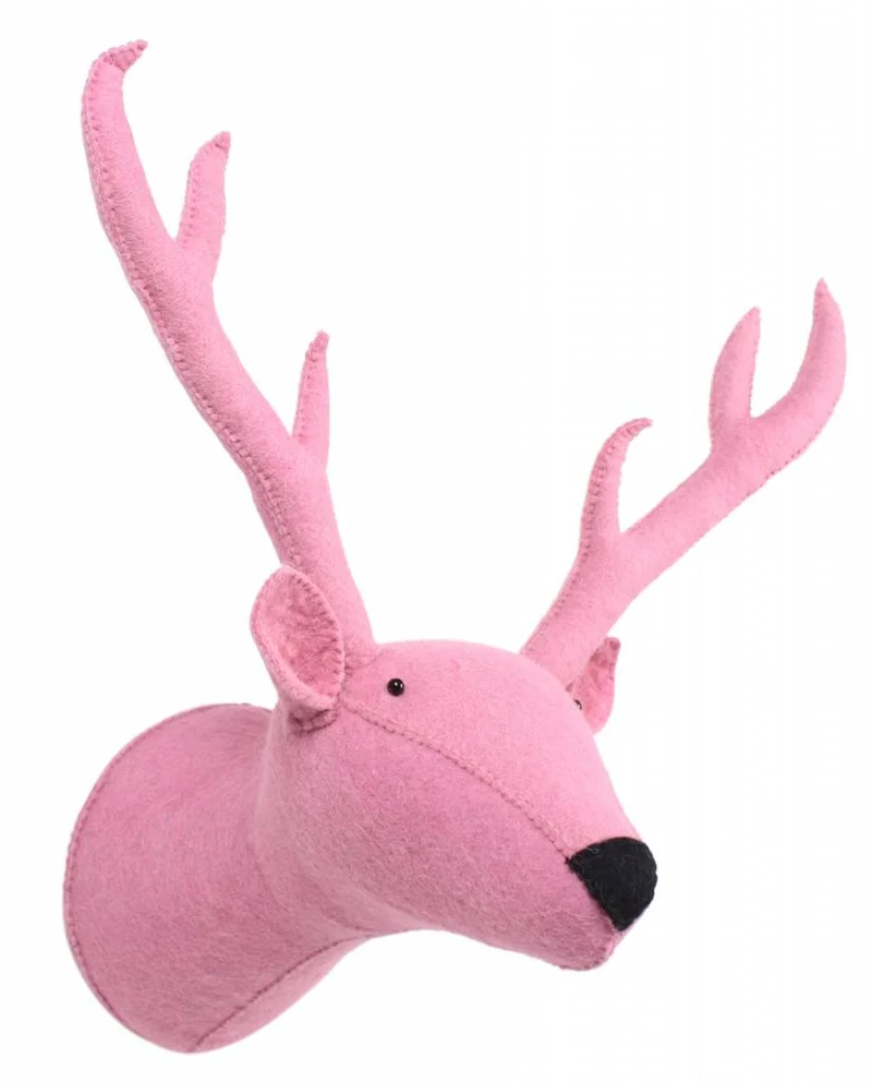 Animal parede de feltro - rena rosa