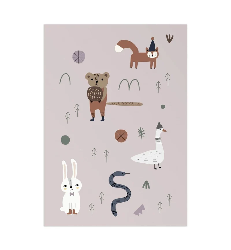 Ilustração Forest Bunch - Lilás A3