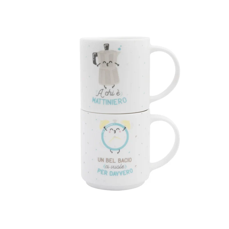 Set de 2 tasses espresso pour partager et sourire - Le meilleur de la journée ? Être à tes côtés