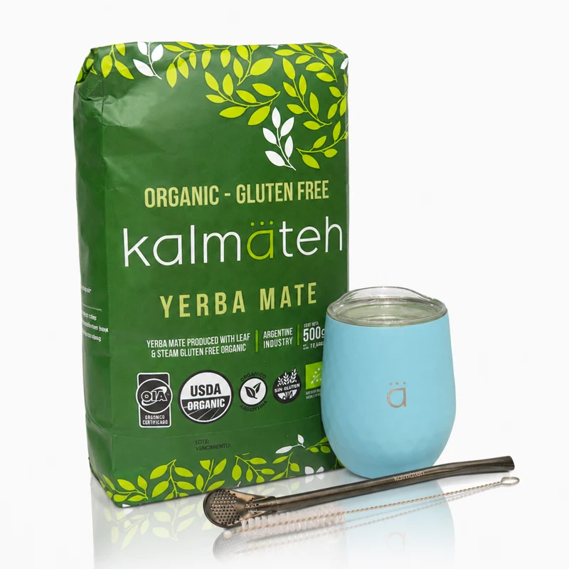 Juego de iniciación para yerba mate clásico en color azul pastel