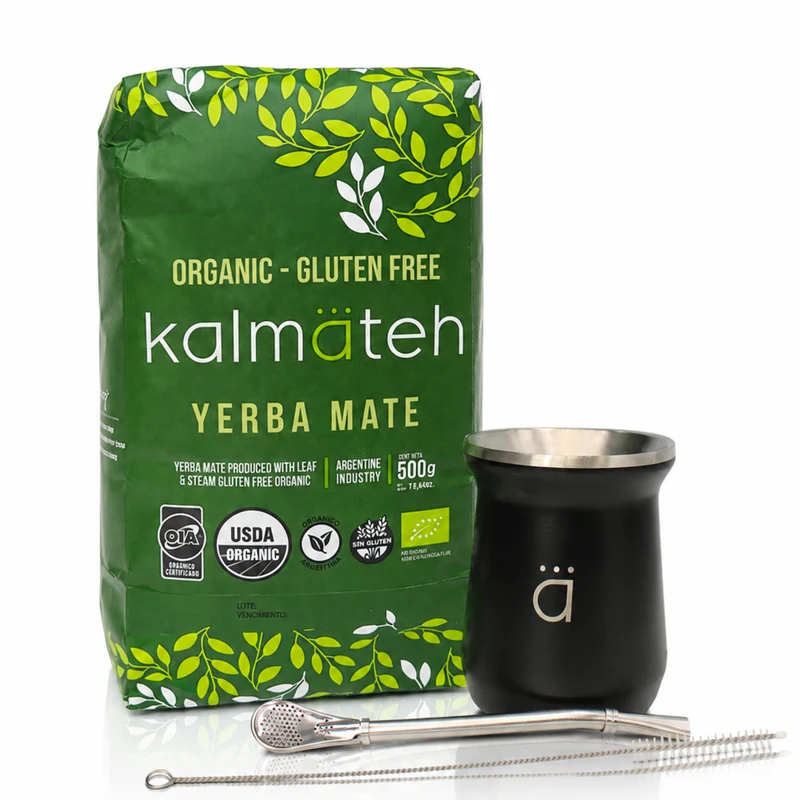 Juego de iniciación para yerba mate moderno en color negro mate