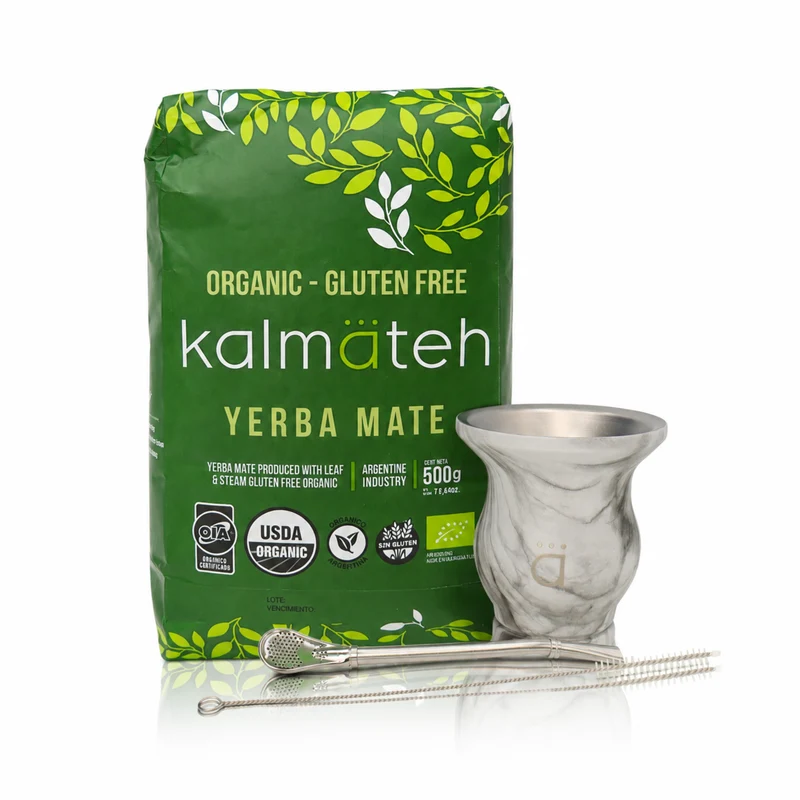 Juego de iniciación para yerba mate elegante de mármol