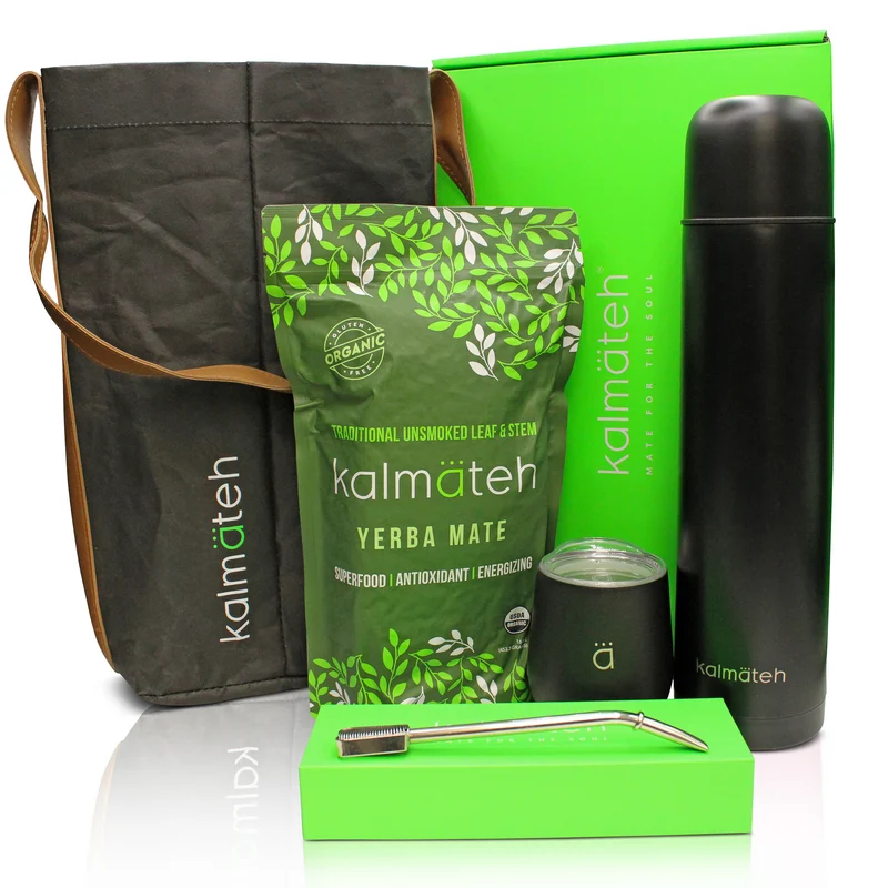 Juego completo de mate para yerba mate negro mate