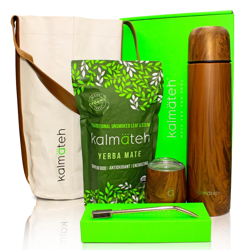 Juego completo de mate de madera para yerba mate