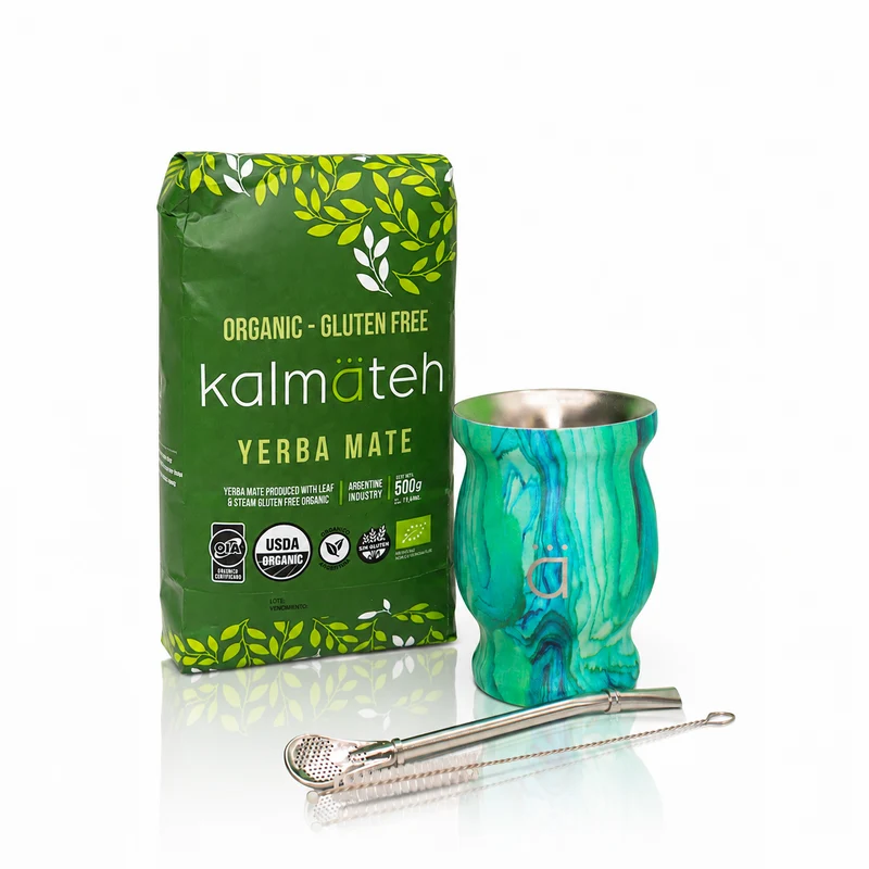 Juego de iniciación para yerba mate tradicional color turquesa