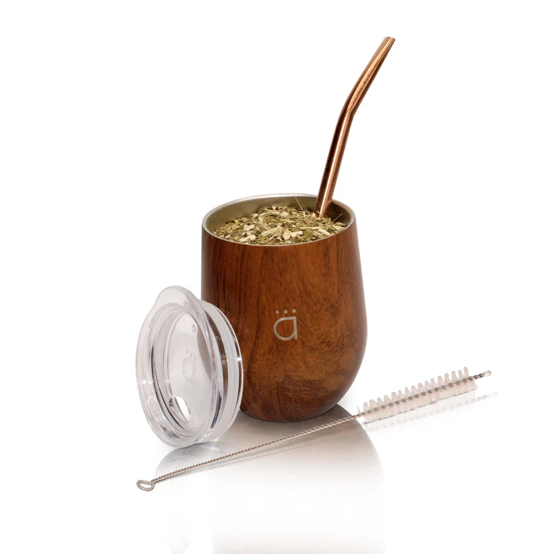Mate clásico de madera de 8 onzas con bombilla