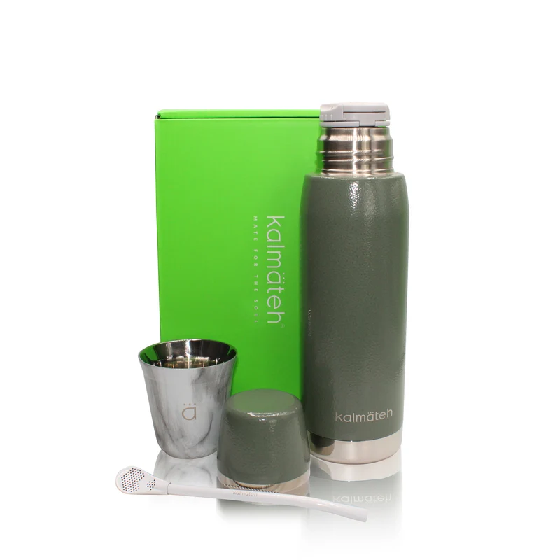 Juego deportivo de yerba mate de mármol y verde militar