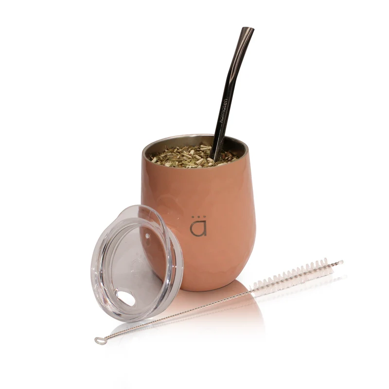 Mate clásico de calabaza de durazno de 8 oz con bombilla