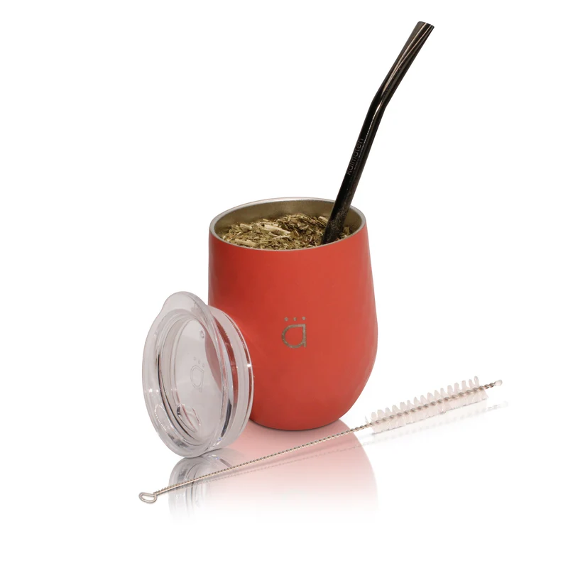 Mate de Calabaza Coral Classic de 8oz con Bombilla