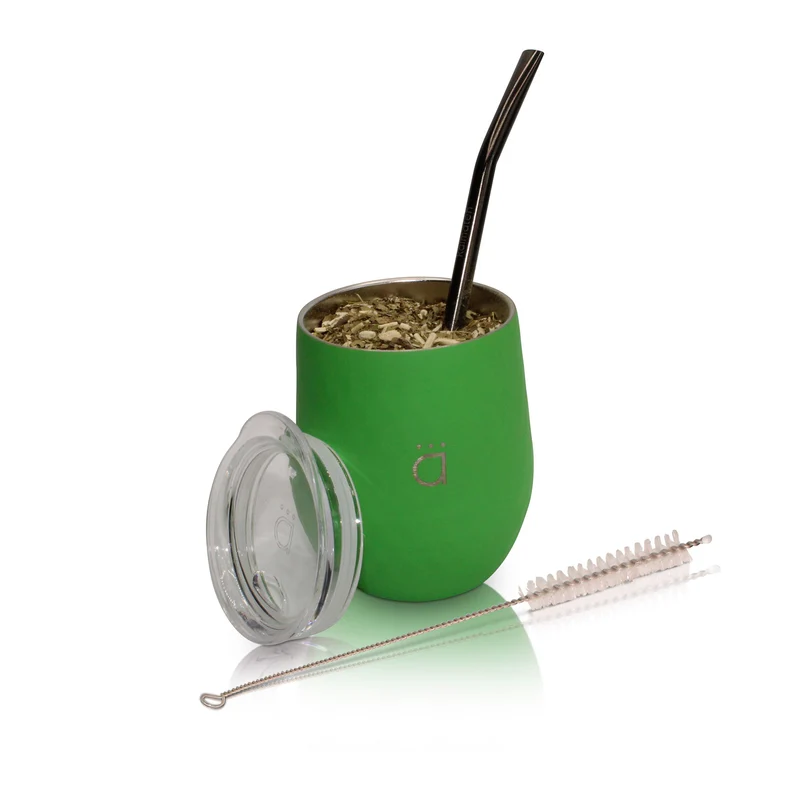 Mate clásico de calabaza verde neón de 8 onzas con bombilla