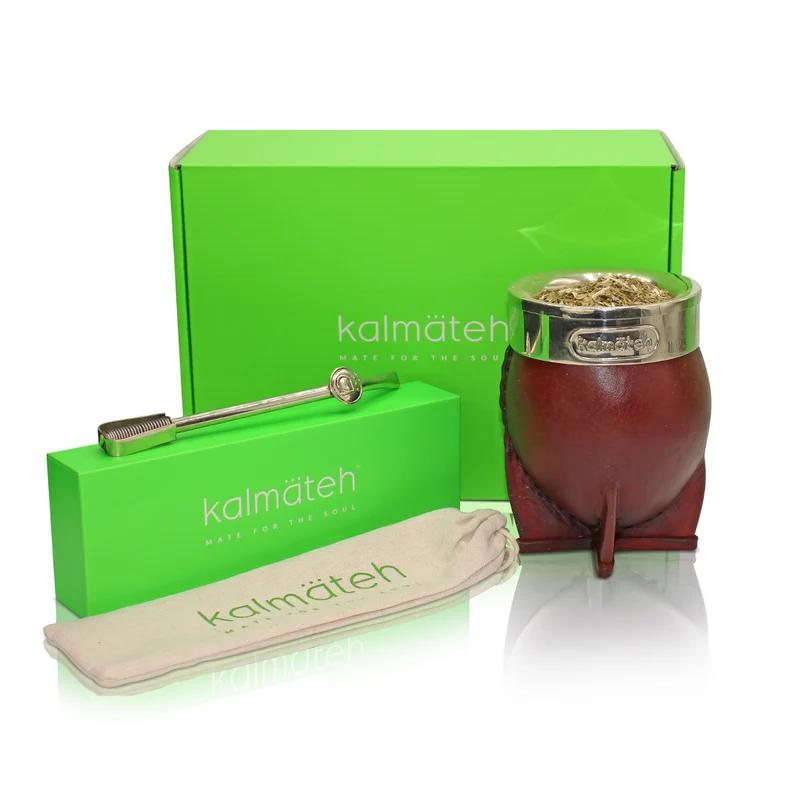 Mate Imperial Tradicional de Cuero Marrón con Bombilla de Alpaca