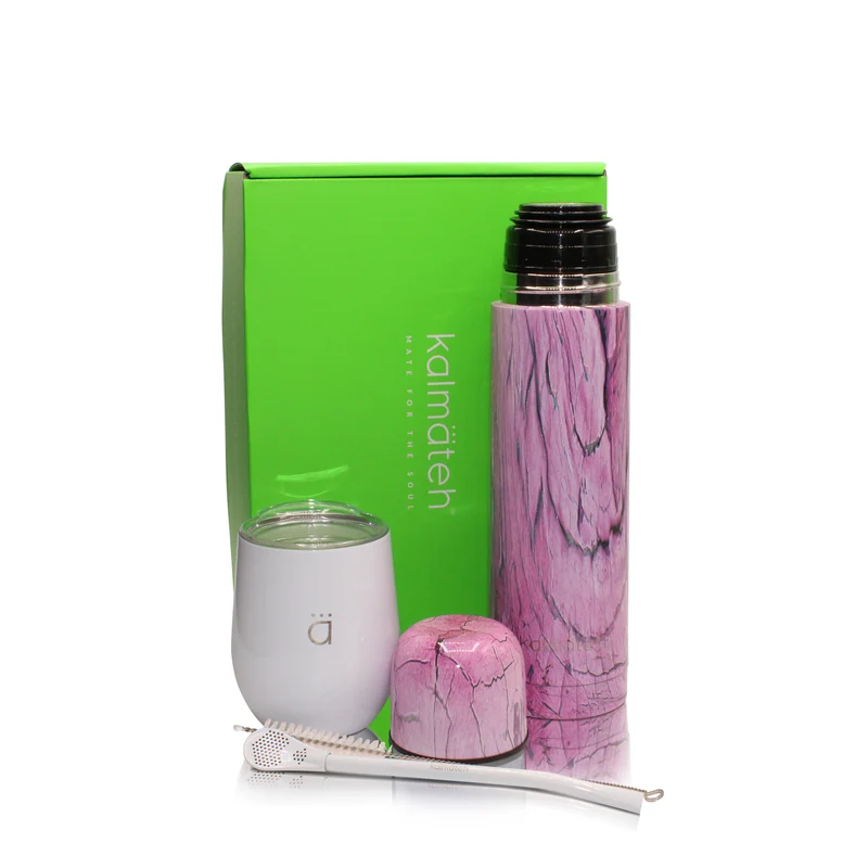 Juego mediano de mate de mármol rosa y blanco