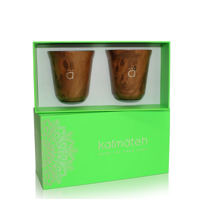 Juego de 2 tazas de café de madera (5 oz)