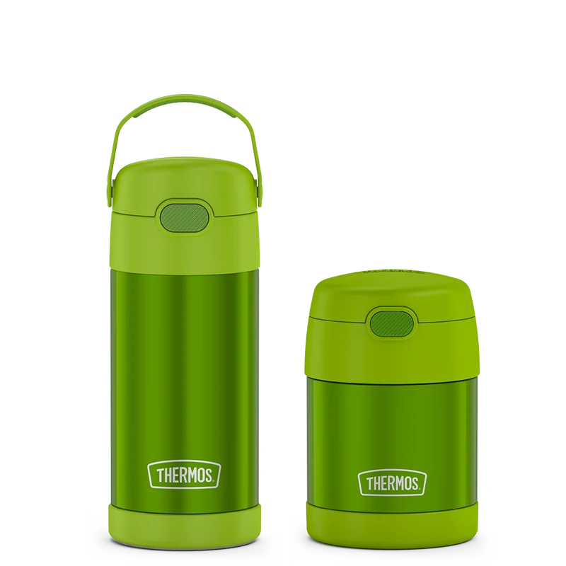 12oz FUNtainer® Water Bottle & 10oz Food Jar Bundle - Lime