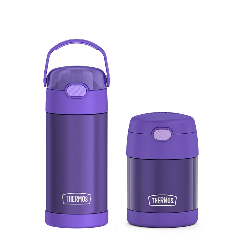 12oz FUNtainer® Water Bottle & 10oz Food Jar Bundle - Purple