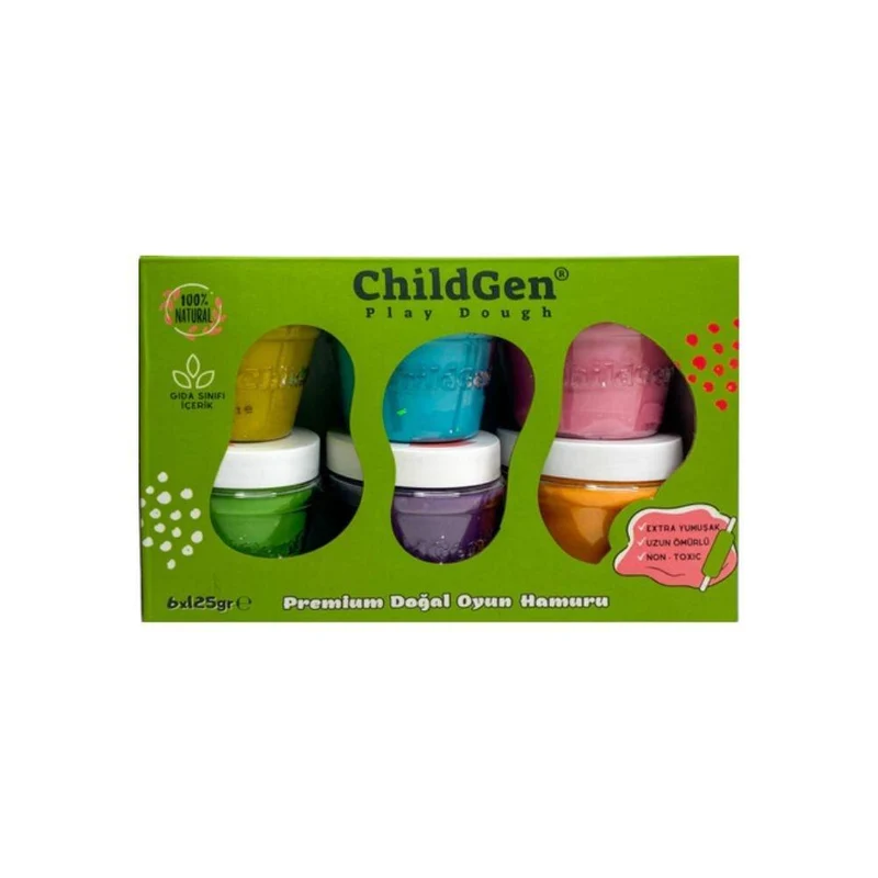 Set de 6 botes de plastilina natural 125 gr. Purpurina · ChildGen