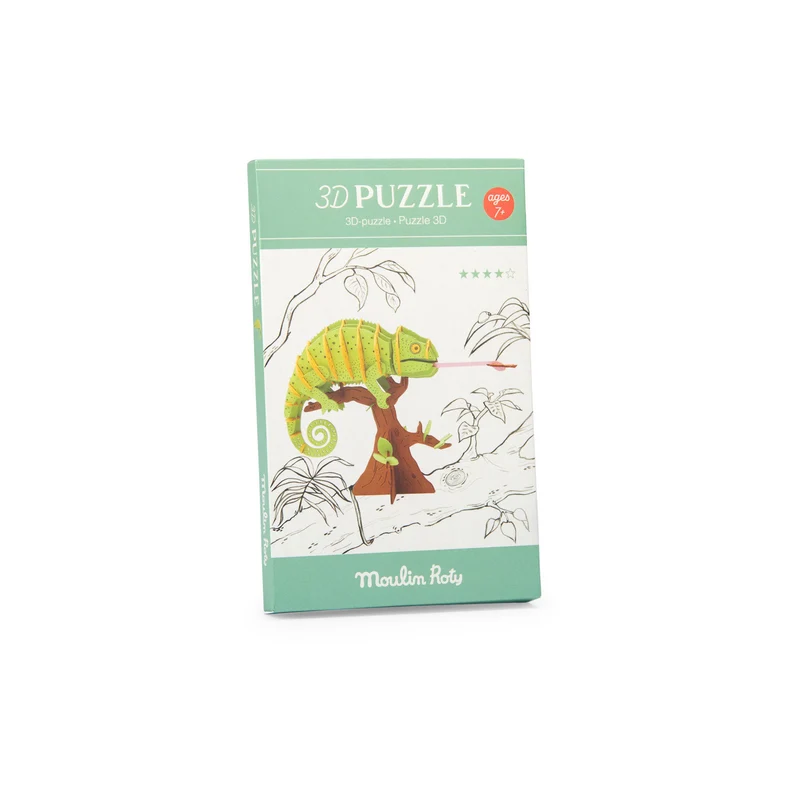 Puzzle 3D camaleón Tout autour du monde · Moulin Roty