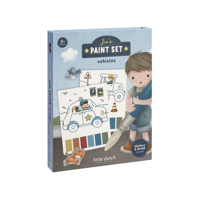 Set de pintura al agua azul Jim Vehículos · Little Dutch