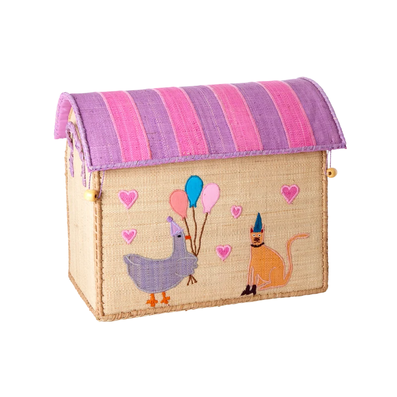 Lille Raffia Opbevaringshus - Natur - Party Animals Theme