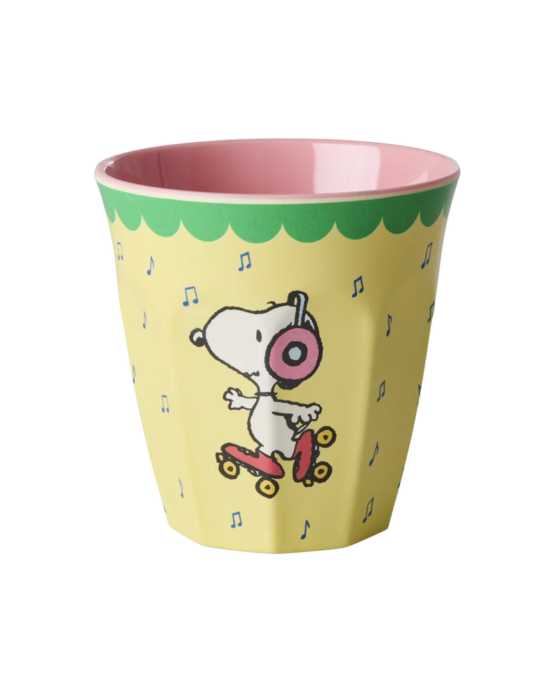 Mellem Kop - Lys Gul - Snoopy Print