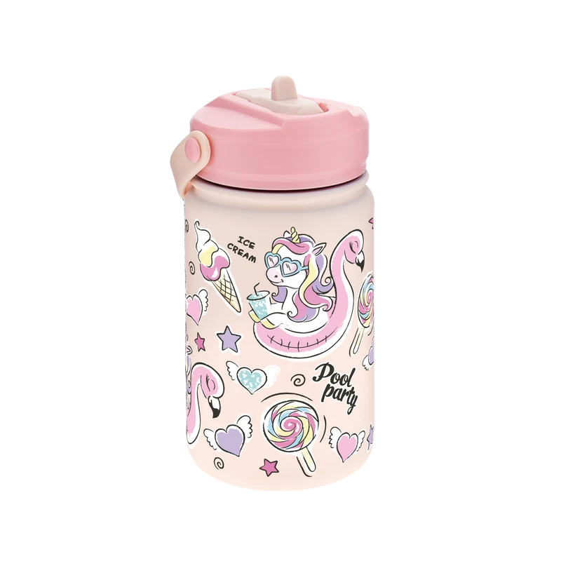 Botella Térmica de Acero Inoxidable con Adaptador Infantil – Unicorn Party | Aurea Kids