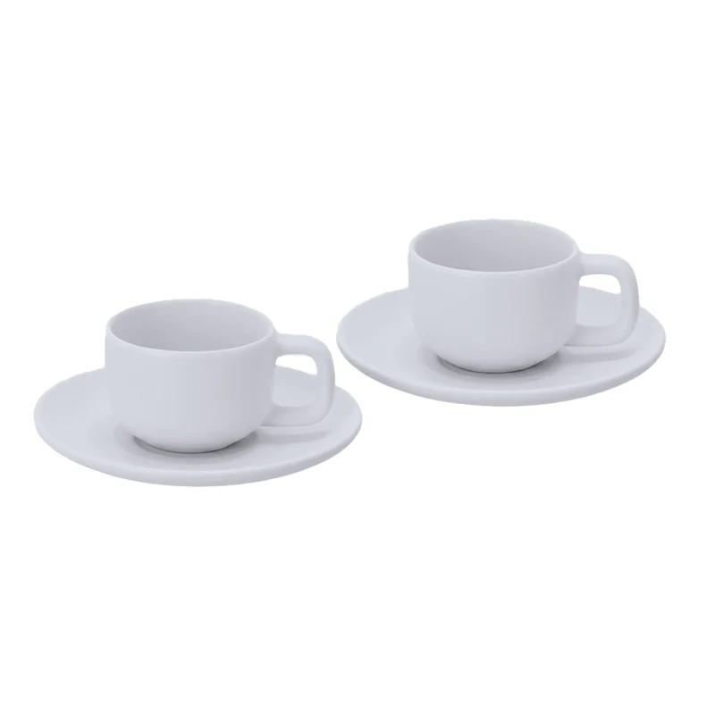 Set De Tazas De Cerámica Con Platos Mate Freyat 85 ml