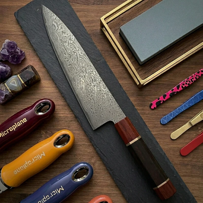 Cuchillo Chef Damasco 110 Capas | Acero al Carbono | Mango Ébano 22 cm