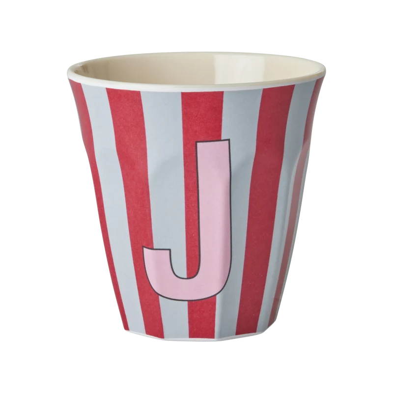 Mellem Alfabetkop - Rød - J - Stripes