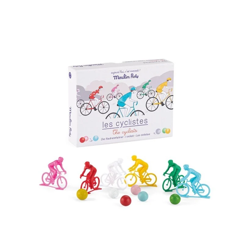 Juego de 6 ciclistas con canicas Mercredi · Moulin Roty