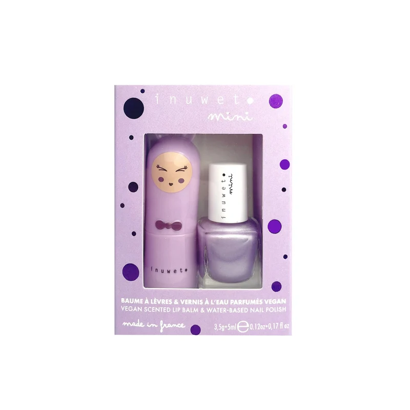 Duo Bálsamo Labial y Esmalte de uñas Nube y arándanos · Inuwet