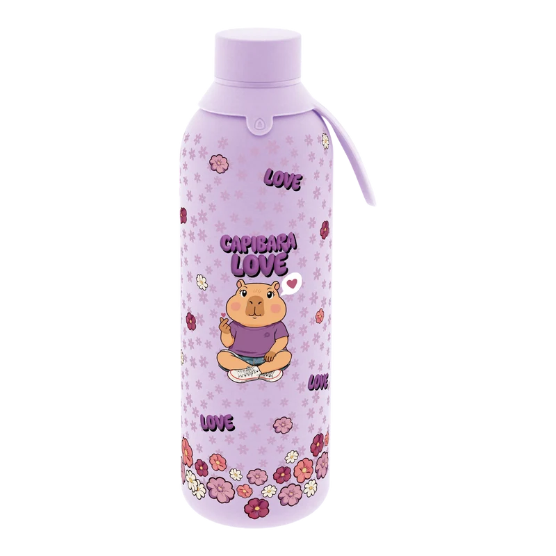 Botella Térmica de Acero Inoxidable con Interior Cerámico y Doble Tapón – Capibara Time | Lovely Story