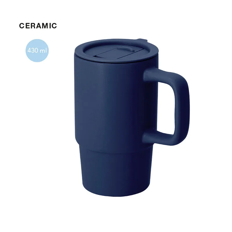 Taza De Cerámica Con Tapa Deslizante Ronsyn 430ml