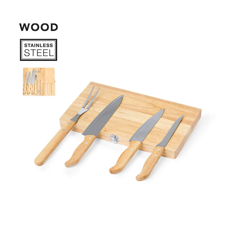 Set de Cuchillos Sostenible Madera y Acero Inox Bergin