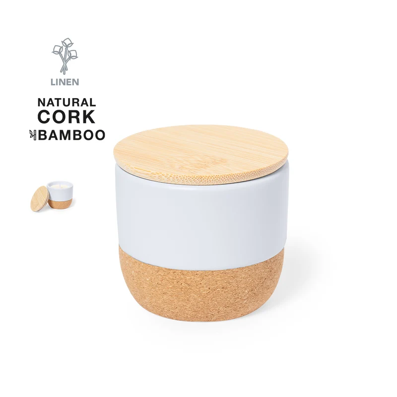Vela Aromática Sostenible Cerámica Bambú y Corcho Lavolia