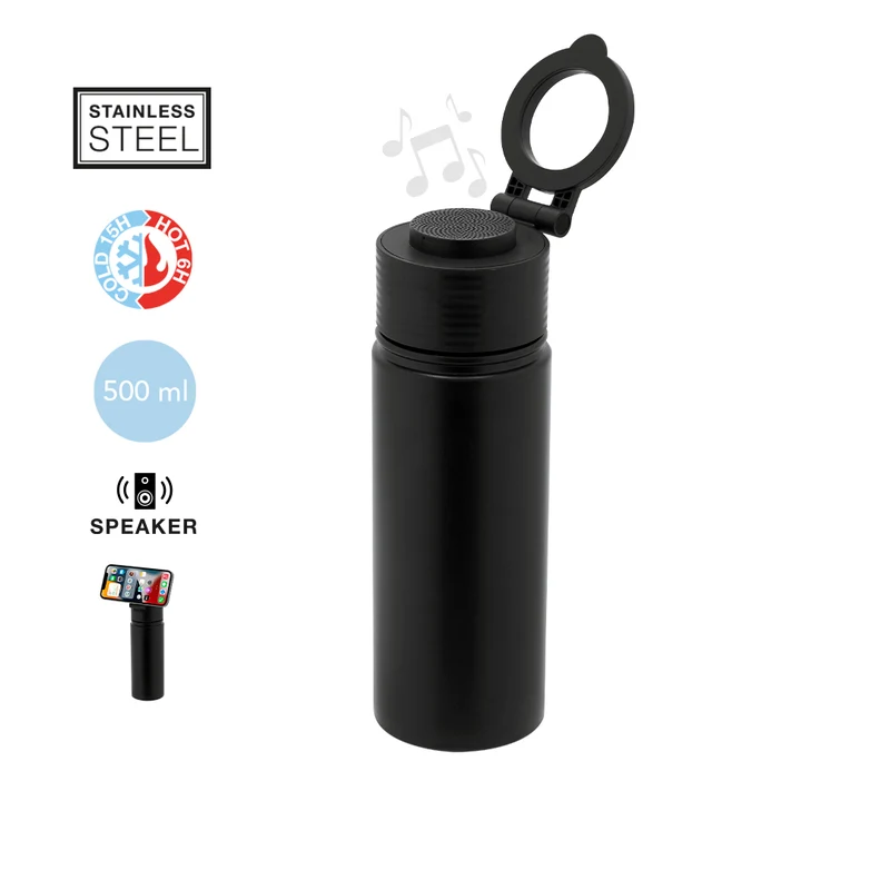 Bidón Térmico Acero Inox con Altavoz Bluetooth Bundy 500 ml