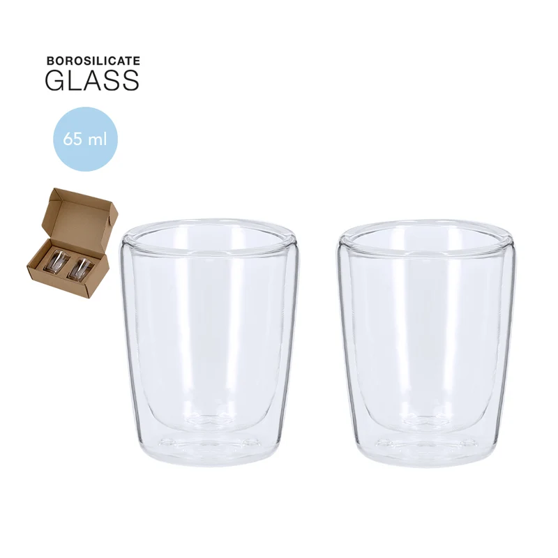 Set Vasos Café Sostenibles Cristal Borosilicato Frilux 65 ml