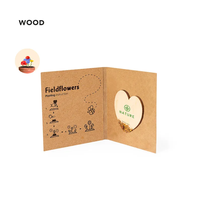 Corazón de Madera Ecológico con Semillas de Flores Silvestres Liani