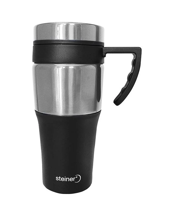 Taza Termo 420 ml Doble pared Color Plata/Negro