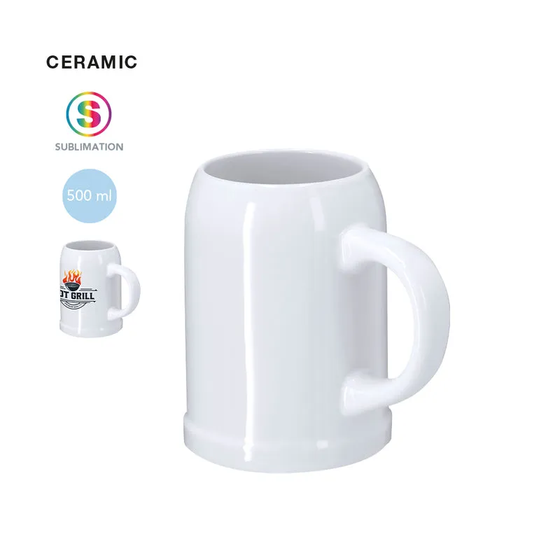 Jarra Cerámica Blanca para Cerveza Reggio 500 ml