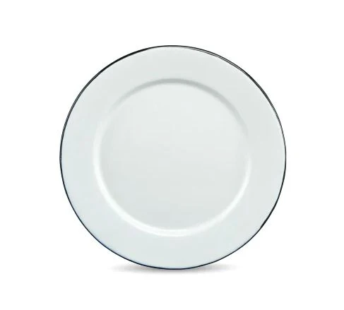 Linea Peltre Blanco Filo Negro Plato Plano de 24 cm c/Ala Cns 6 piezas