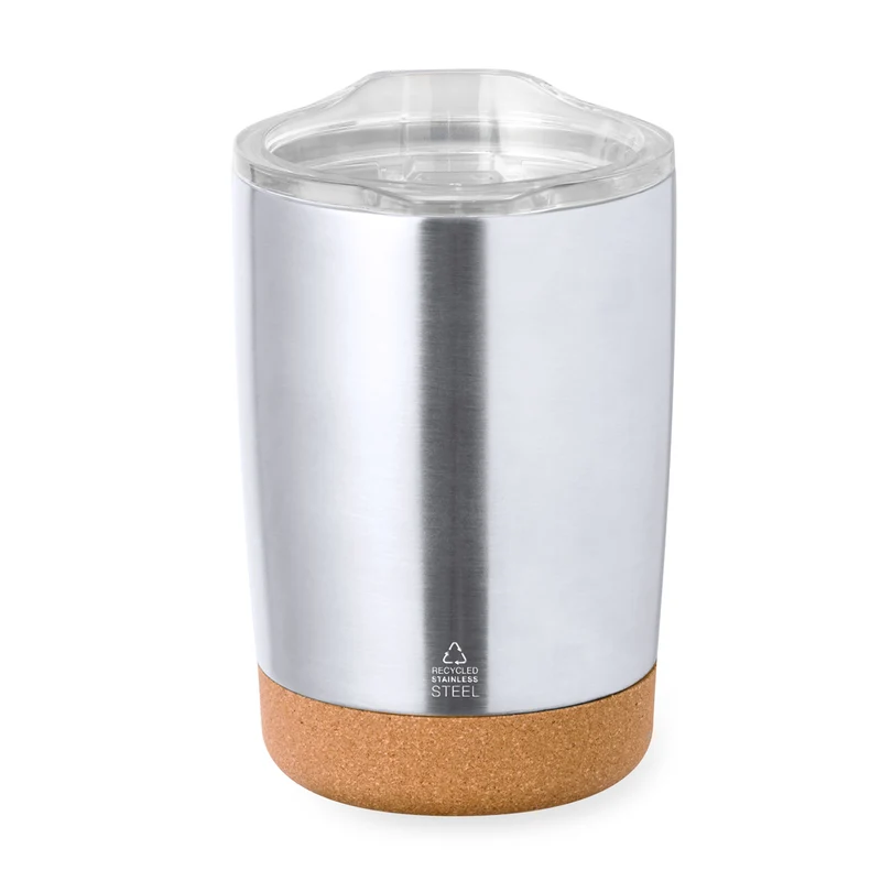 Sarski — Copo Térmico Aço Inox Reciclado + Cortiça | Prata | Sustentável