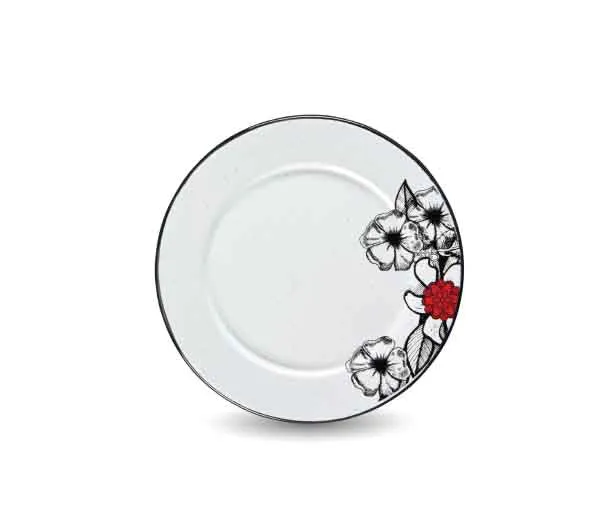 Linea Peltre Blanco c/Diseño Calaveras Plato Plano de 24 cm c/Ala Cns