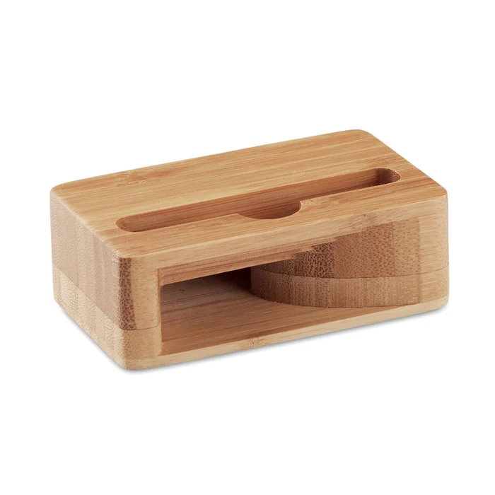 Soporte Sostenible de Bambú con Amplificador Caracol