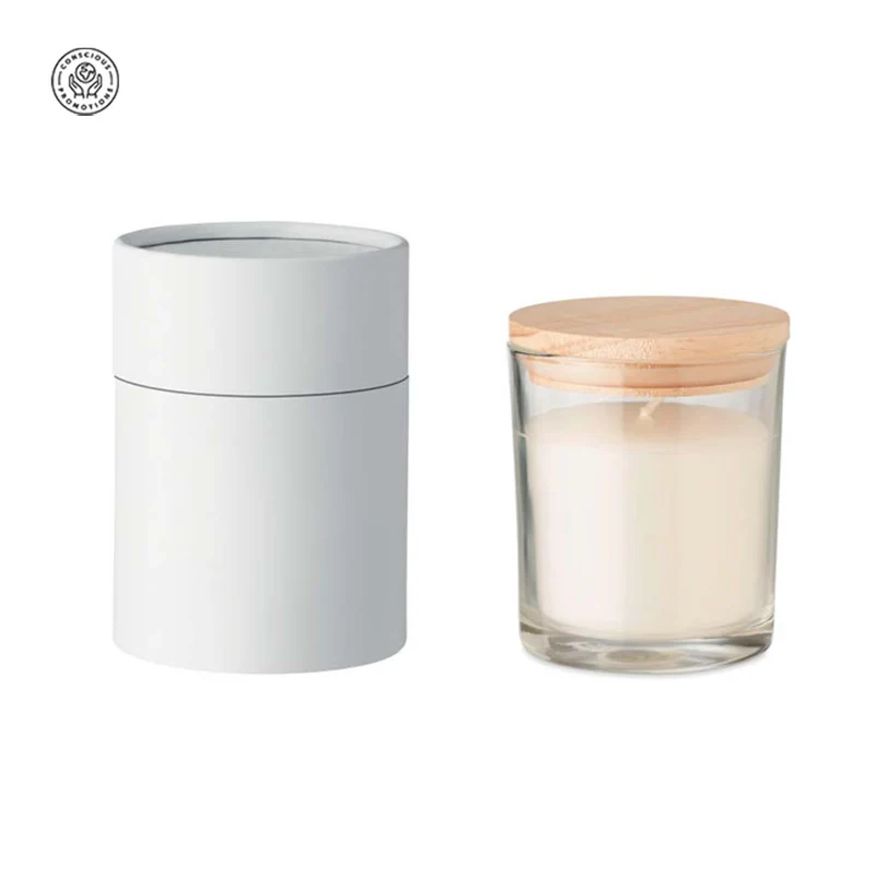 Vela Aromática en Recipiente de Vidrio y Tapa de Bambú Ancient