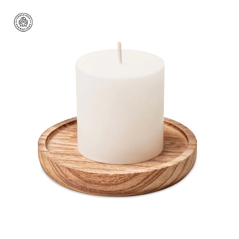 Porta Velas de Madera con Vela Aromática Ancient