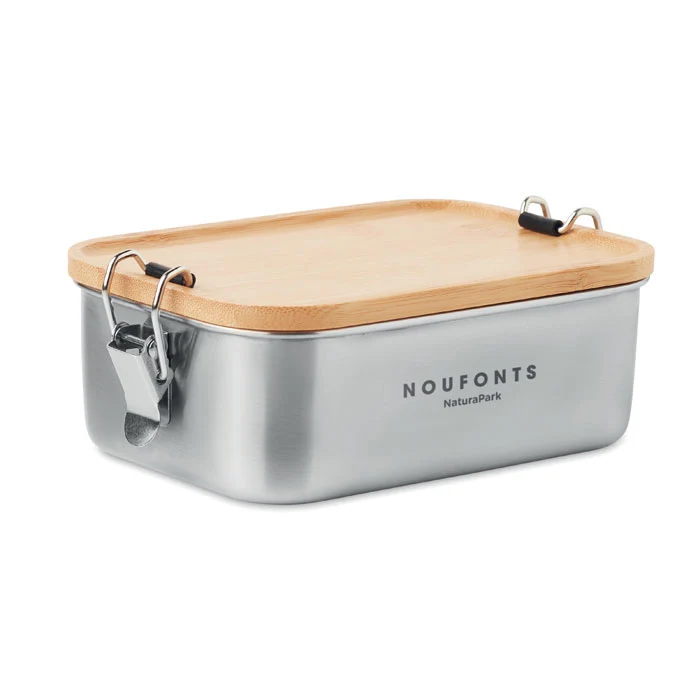 Fiambrera de Acero Inox con Tapa de Bambú Sonabox 750 ml