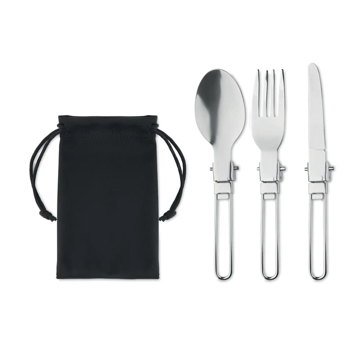 Set de Cubiertos de Acero Inox con Bolsa Plástico Reciclado rPET Stapi