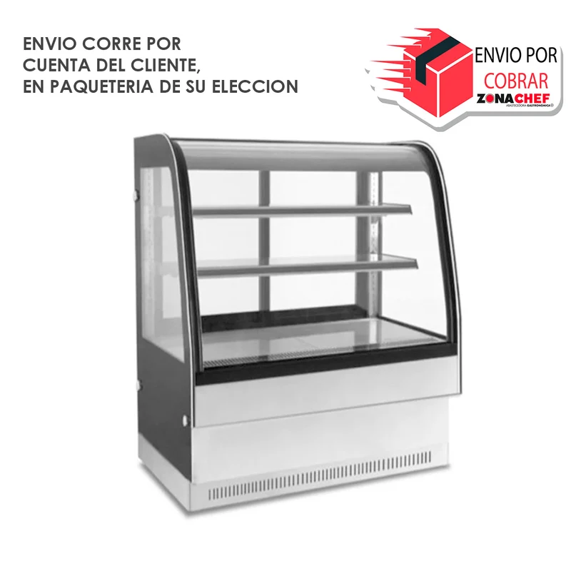 Vitrina Exhibidora Refrigerada de Cristal Curvo Capacidad 225 lts. SE-GN-900D2 Mgs
