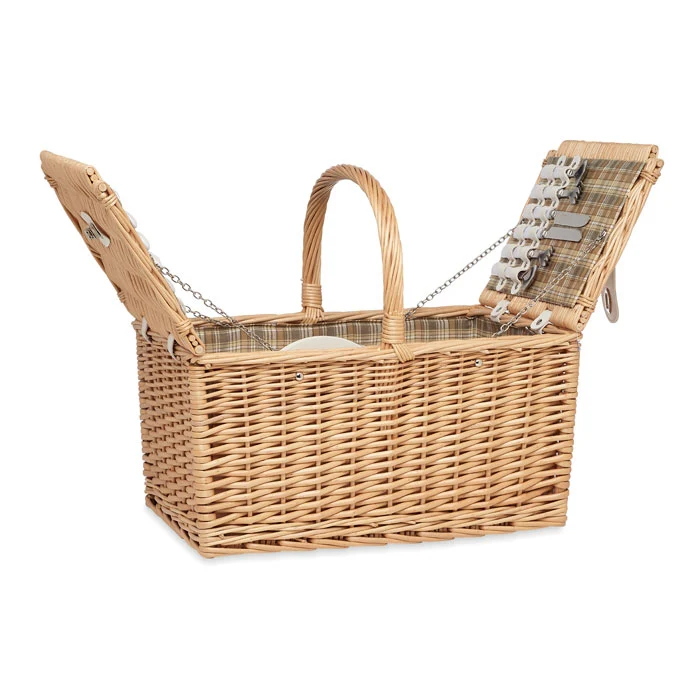 Cesta Ecológica para Picnic de Mimbre con Cubiertos Reutilizables Plus