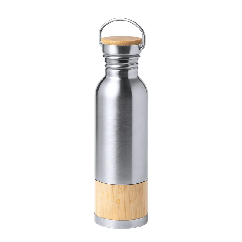 Gaucix — Garrafa Aço Inox 800ml Estilo Retro + Tampa Bambu | Linha Nature | Premium